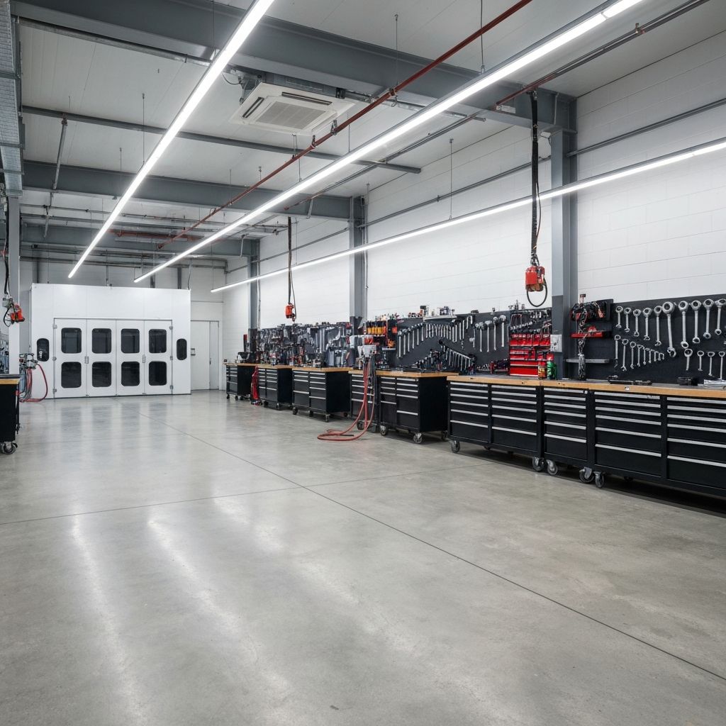 Heidelberg AutoCare professional workshop interior with spray painting facilities